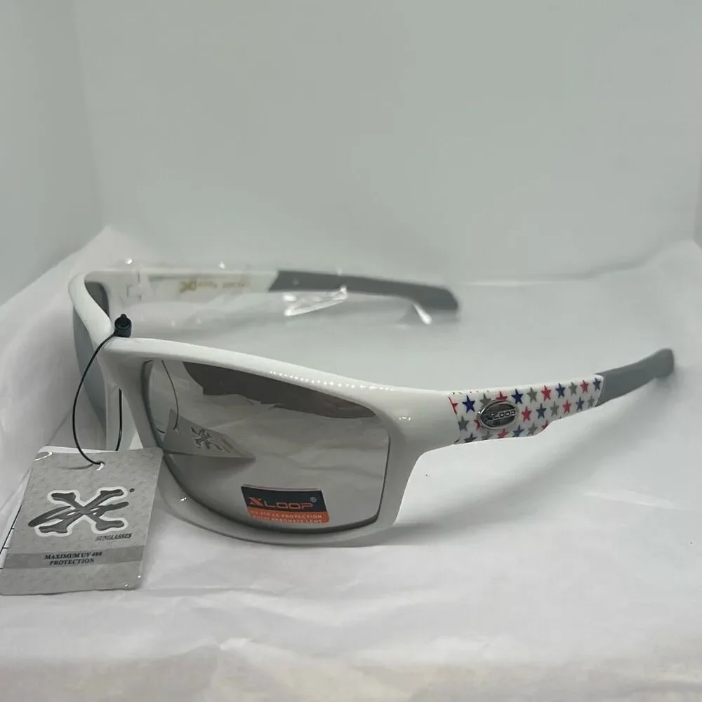 XLoop Patriotic Sunglasses – Mirrored Lens, UV Protection, Red White & Blue Star
